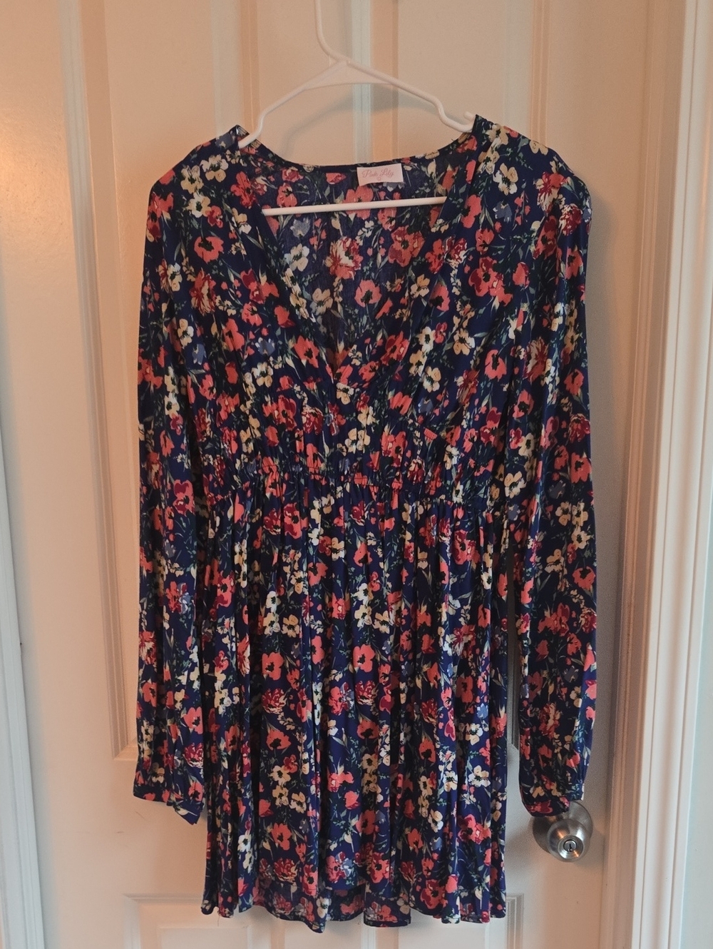 Pink Lily Navy Floral Long Sleeve Dress